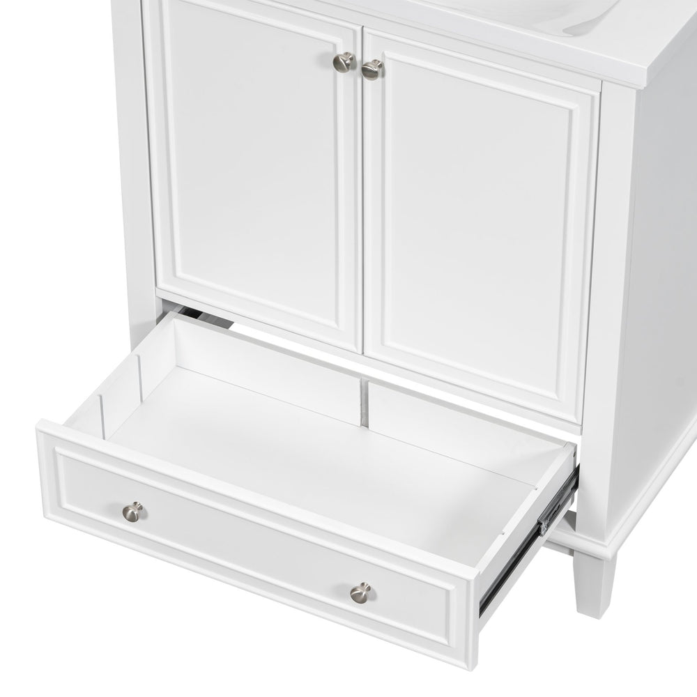 English Elm 30" Bathroom Vanity With Sink Combo - Modern White Cabinet, Durable Storage & Stylish Design For All Spaces SY999606AAK