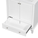 English Elm 30" Bathroom Vanity With Sink Combo, Multi-Functional Bathroom Cabinet With Doors and Drawer, Solid Frame and Mdf Board, White