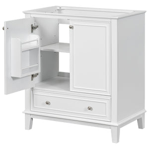 English Elm 30" Bathroom Vanity Base Only Modern Freestanding Cabinet with Doors Drawer Solid Wood MDF Frame, Paint Finish White WF306250AAK
