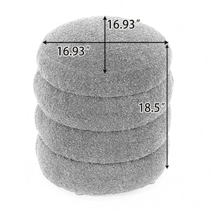 English Elm 006-soft Boucle Round Accent Stool Textured Footrest for Living Room or Bedroom W527121865