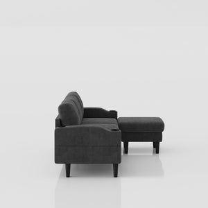 English Elm Convertible Convertible sofa with USB port, cup holder, storage ottoman and durable metal frame for compact spaces Dark Gray W2012126502