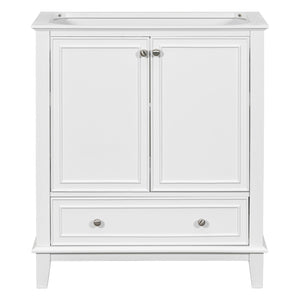 English Elm 30" Bathroom Vanity Base Only Modern Freestanding Cabinet with Doors Drawer Solid Wood MDF Frame, Paint Finish White WF306250AAK