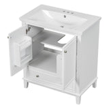 English Elm 30" Bathroom Vanity With Sink Combo, Multi-Functional Bathroom Cabinet With Doors and Drawer, Solid Frame and Mdf Board, White (Old Sku:Sy999606Aak)