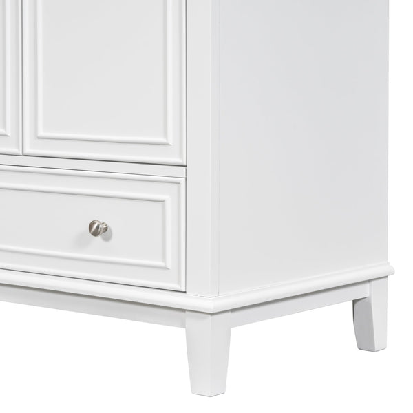 English Elm 30" Bathroom Vanity Base Only Modern Freestanding Cabinet with Doors Drawer Solid Wood MDF Frame, Paint Finish White WF306250AAK