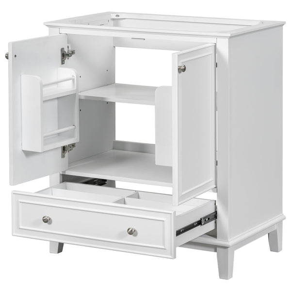 English Elm 30" Bathroom Vanity Base Only Modern Freestanding Cabinet with Doors Drawer Solid Wood MDF Frame, Paint Finish White WF306250AAK