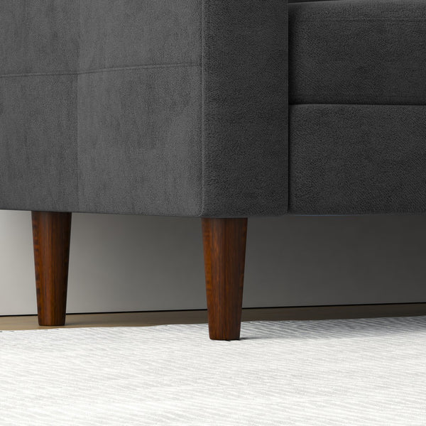 English Elm Convertible Convertible sofa with USB port, cup holder, storage ottoman and durable metal frame for compact spaces Dark Gray W2012126502