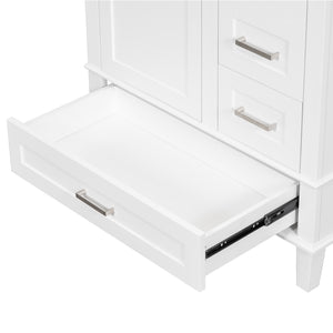 English Elm 30" Modern Bathroom Vanity with Solid Wood Frame, Ceramic Sink, Gold Handles & Soft-Close Storage White WF321698AAK