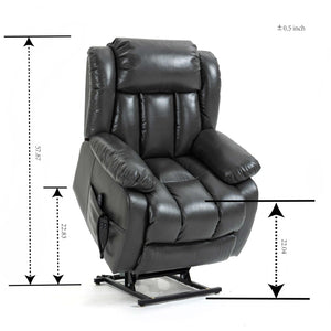 English Elm Dual Motor Power Lift Recliner with Massage Heat and 180 Degree Brown Lounge Chair W1803S00065