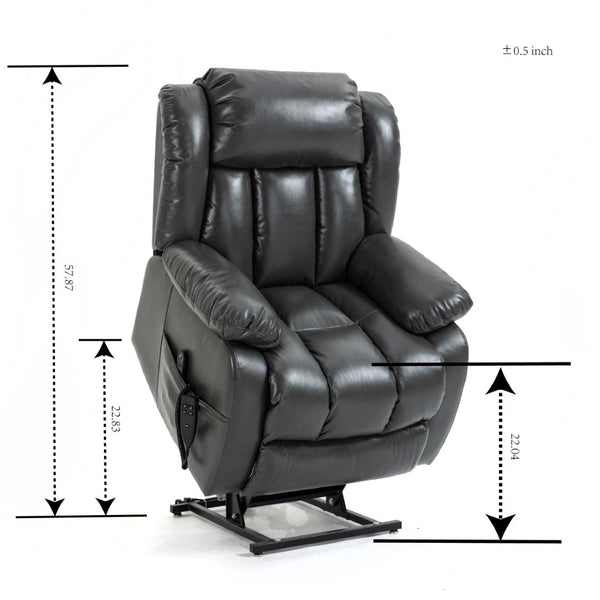 English Elm Dual Motor Power Lift Recliner with Massage Heat and 180 Degree Brown Lounge Chair W1803S00065