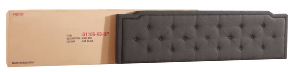 English Elm Stylish Tufted Headboard Queen Bed with Adjustable Height, Sturdy Slats & One-Box Easy Delivery Black 5.5 L x 22.5 W x 59.5 H B078112112