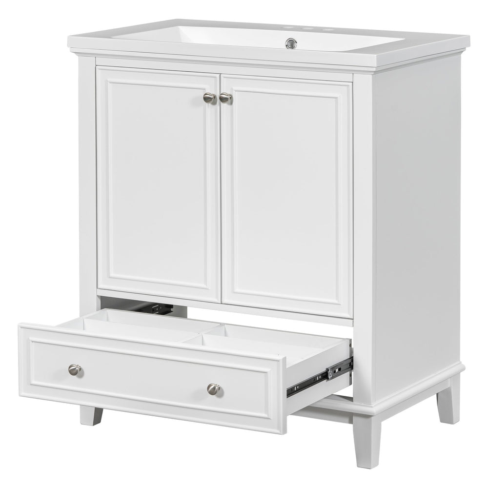 English Elm 30" Bathroom Vanity With Sink Combo - Modern White Cabinet, Durable Storage & Stylish Design For All Spaces SY999606AAK