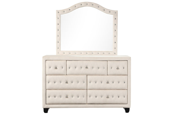 English Elm Sophia Crystal Tufted 5-Piece King Bedroom Set In Cream - Elegant Wood Design & Ample Storage Solutions B009S01970-GIGA
