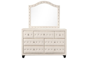 English Elm Sophia 7-Drawer Dresser In Cream Velvet With Crystal Tufting - Elegant Storage For Modern Spaces G150108590-GIGA