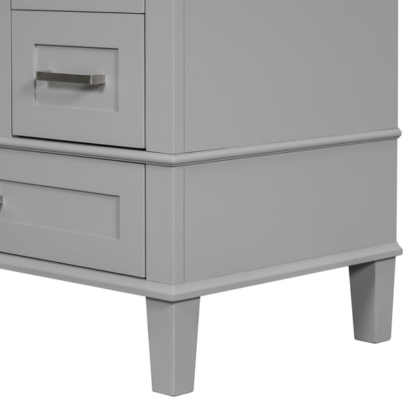 English Elm 30" Modern Bathroom Vanity with Solid Wood Frame, Ceramic Sink, Gold Handles & Soft-Close Storage Grey WF321698AAE