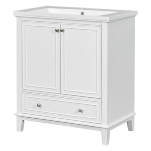 English Elm 30" Bathroom Vanity With Sink Combo - Modern White Cabinet, Durable Storage & Stylish Design For All Spaces SY999606AAK