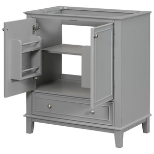 English Elm 30" Bathroom Vanity Base Only Modern Freestanding Cabinet with Doors Drawer Solid Wood MDF Frame, Paint Finish Grey WF306250AAE