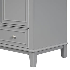 English Elm 30" Bathroom Vanity Base Only Modern Freestanding Cabinet with Doors Drawer Solid Wood MDF Frame, Paint Finish Grey WF306250AAE