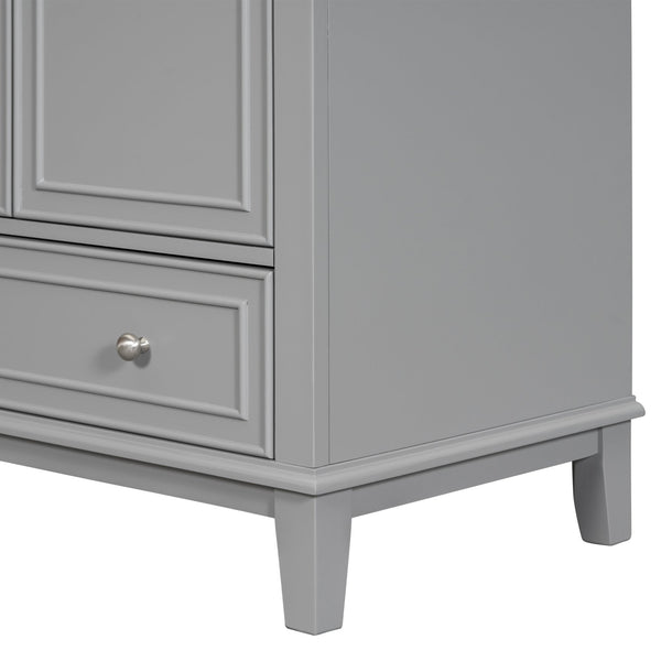 English Elm 30" Bathroom Vanity Base Only Modern Freestanding Cabinet with Doors Drawer Solid Wood MDF Frame, Paint Finish Grey WF306250AAE