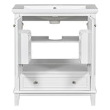 English Elm 30" Bathroom Vanity With Sink Combo, Multi-Functional Bathroom Cabinet With Doors and Drawer, Solid Frame and Mdf Board, White