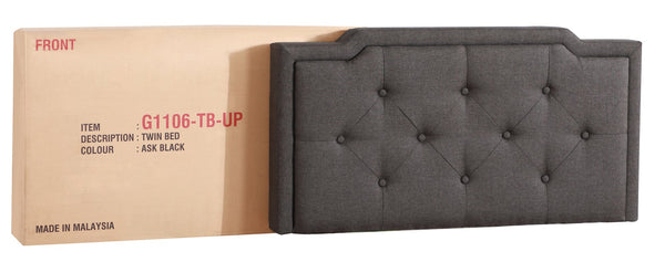 English Elm Stylish Tufted Headboard Queen Bed with Adjustable Height, Sturdy Slats & One-Box Easy Delivery Black 5.5 L x 22.5 W x 45 H B078112115