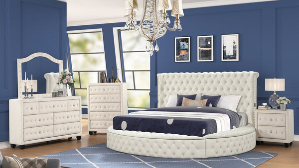 English Elm Hazel Modern 5Pc Queen Bedroom Set With Usb Ports, Velvet Upholstery & Solid Wood For Stylish Living B009S01040