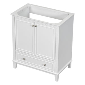 English Elm 30" Bathroom Vanity Base Only Modern Freestanding Cabinet with Doors Drawer Solid Wood MDF Frame, Paint Finish White WF306250AAK
