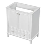 English Elm 30" Bathroom Vanity Without Sink, Base Only, Multi-Functional Bathroom Cabinet With Doors and Drawer, Solid Frame and Mdf Board, White