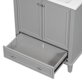 English Elm 30" Bathroom Vanity Without Sink, Base Only, Multi-Functional Bathroom Cabinet With Doors and Drawer, Solid Frame and Mdf Board, Grey