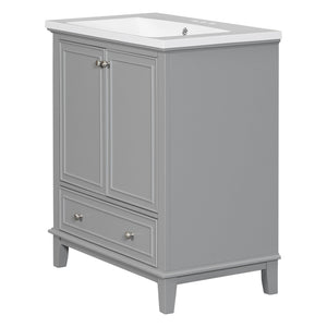 English Elm 30" Bathroom Vanity With Durable Sink Combo, Stylish Grey Cabinet, Functional Storage & Adjustable Shelf SY999606AAE