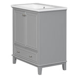 English Elm 30" Bathroom Vanity With Sink Combo, Multi-Functional Bathroom Cabinet With Doors and Drawer, Solid Frame and Mdf Board, Grey