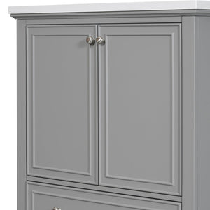 English Elm 30" Bathroom Vanity Base Only Modern Freestanding Cabinet with Doors Drawer Solid Wood MDF Frame, Paint Finish Grey WF306250AAE