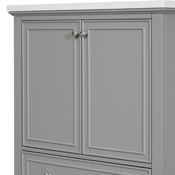 English Elm 30" Bathroom Vanity Base Only Modern Freestanding Cabinet with Doors Drawer Solid Wood MDF Frame, Paint Finish Grey WF306250AAE
