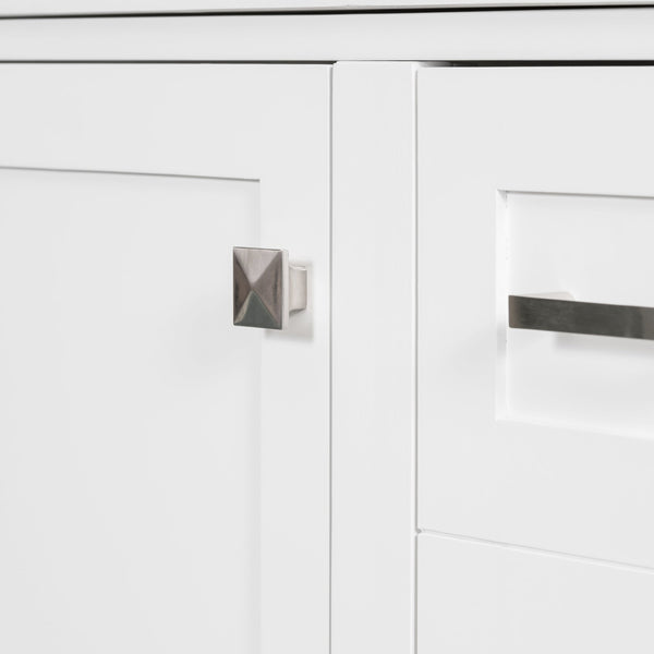 English Elm 30" Modern Bathroom Vanity with Solid Wood Frame, Ceramic Sink, Gold Handles & Soft-Close Storage White WF321698AAK