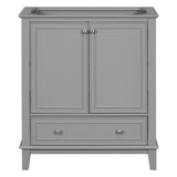 English Elm 30" Bathroom Vanity Without Sink, Base Only, Multi-Functional Bathroom Cabinet With Doors and Drawer, Solid Frame and Mdf Board, Grey