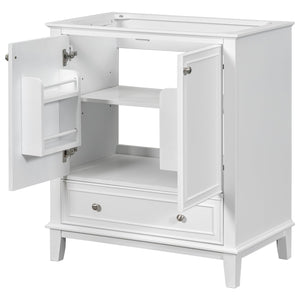 English Elm 30" Bathroom Vanity Base Only Modern Freestanding Cabinet with Doors Drawer Solid Wood MDF Frame, Paint Finish White WF306250AAK