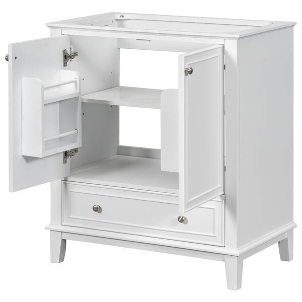 English Elm 30" Bathroom Vanity Base Only Modern Freestanding Cabinet with Doors Drawer Solid Wood MDF Frame, Paint Finish White WF306250AAK