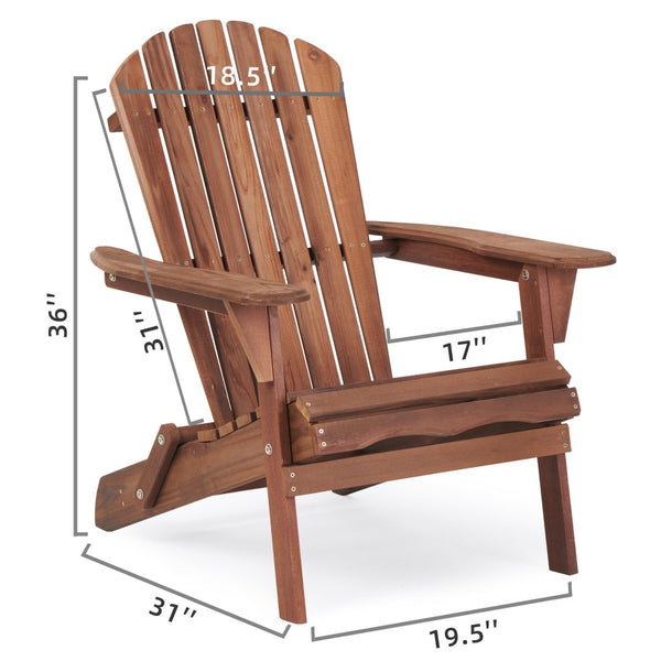 English Elm Wooden Hemlock Adirondack Folding Chair Set Solid Slatted Patio Seating for Two W1390124961