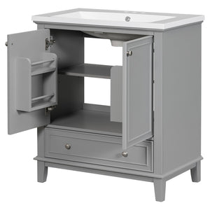 English Elm 30" Bathroom Vanity With Durable Sink Combo, Stylish Grey Cabinet, Functional Storage & Adjustable Shelf SY999606AAE