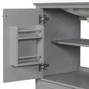English Elm 30" Bathroom Vanity Base Only Modern Freestanding Cabinet with Doors Drawer Solid Wood MDF Frame, Paint Finish Grey WF306250AAE