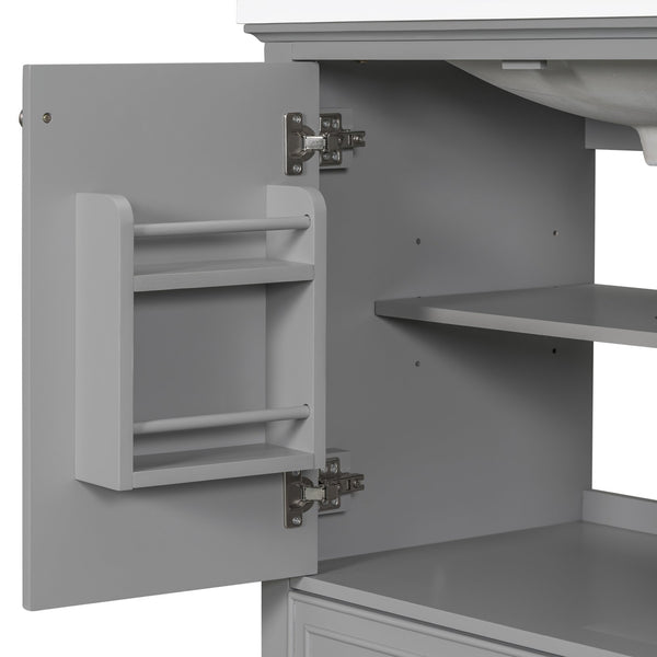 English Elm 30" Bathroom Vanity Base Only Modern Freestanding Cabinet with Doors Drawer Solid Wood MDF Frame, Paint Finish Grey WF306250AAE