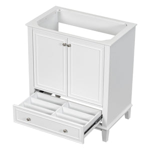 English Elm 30" Bathroom Vanity Base Only Modern Freestanding Cabinet with Doors Drawer Solid Wood MDF Frame, Paint Finish White WF306250AAK