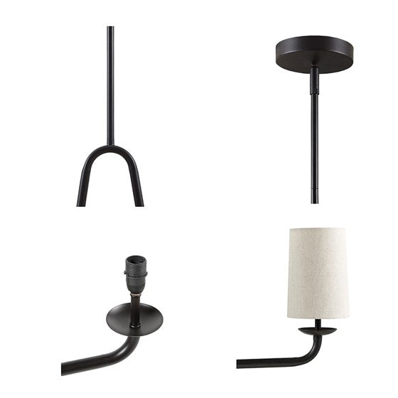 English Elm 5-Light Serenitie Linear Chandelier in Oil Rubbed Bronze with Tapered Drum Shades, Adjustable Height & Sloped Ceiling Compatible B035129484