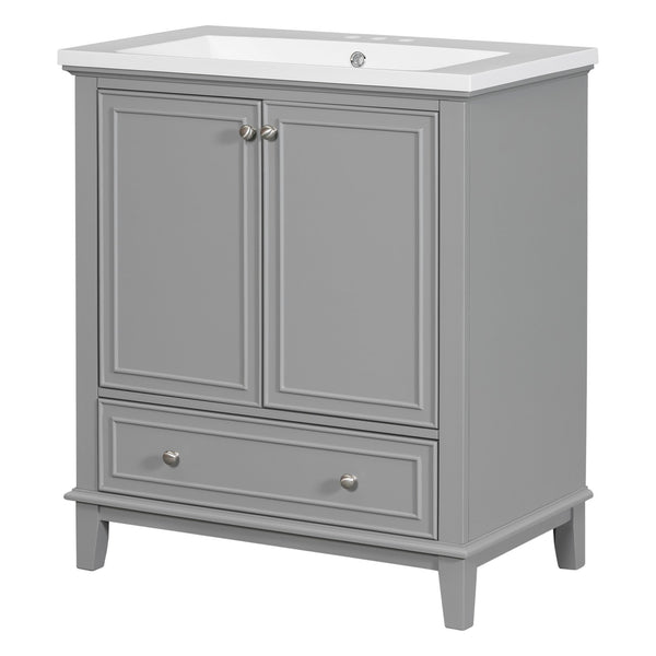 English Elm 30" Bathroom Vanity With Durable Sink Combo, Stylish Grey Cabinet, Functional Storage & Adjustable Shelf SY999606AAE
