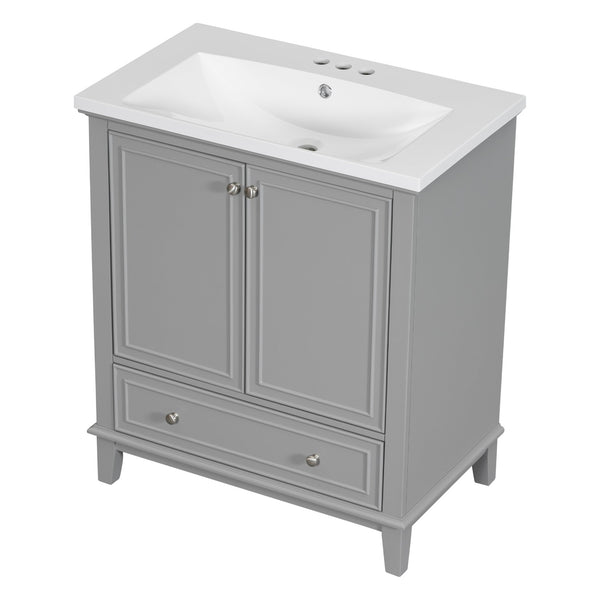 English Elm 30" Bathroom Vanity With Durable Sink Combo, Stylish Grey Cabinet, Functional Storage & Adjustable Shelf SY999606AAE