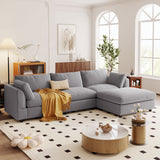 L-Shaped Convertible Sectional Sofa with Reversible Chaise - Luxurious Comfort & Adjustable Footrest - 113