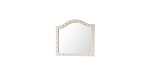 English Elm Sophia Crystal Tufted Velvet Mirror in Cream — Hollywood Regency Glam, Durable Wood Frame, Elegant Reflection G150108591