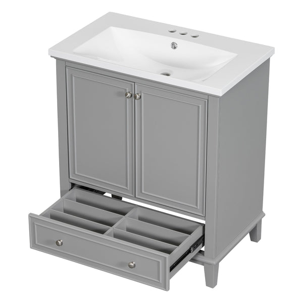 English Elm 30" Bathroom Vanity With Durable Sink Combo, Stylish Grey Cabinet, Functional Storage & Adjustable Shelf SY999606AAE