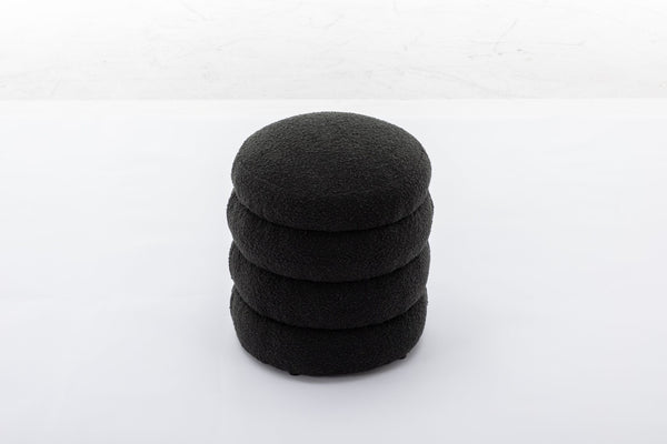 English Elm 006-soft Boucle Round Accent Stool Textured Footrest for Living Room or Bedroom W527121865