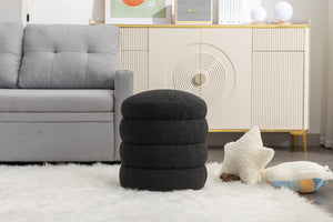 English Elm 006-soft Boucle Round Accent Stool Textured Footrest for Living Room or Bedroom W527121865