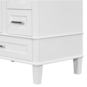 English Elm 30" Modern Bathroom Vanity with Solid Wood Frame, Ceramic Sink, Gold Handles & Soft-Close Storage White WF321698AAK